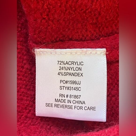 New ~ KIKIT ~ Racing Red Mockneck Long Sleeve Sweater Size Medium - Picture 5 of 5